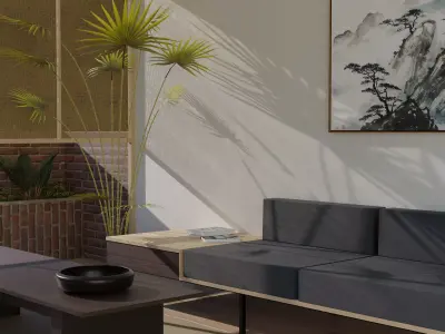 Modern Realistic Asian interior Low-poly 3D model