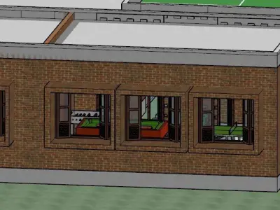 Cultural Center with sports quipments and badminton court 3D model
