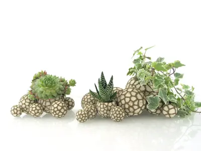 Landscape builder with organic stone pots 3D print model