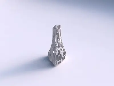 Vase grounded tilted triangle with cracked organic lattice 2 3D print model