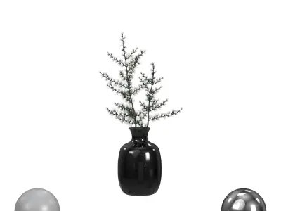 A set of branches in vases 3D model