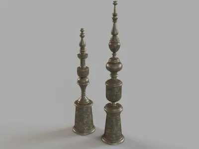 Nalini Antique Gold Finials Set of 2 3D model