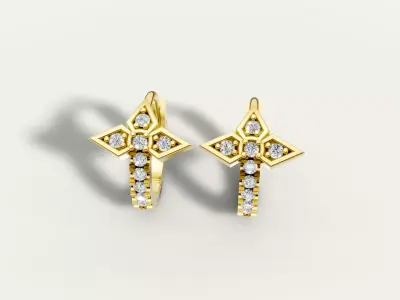 Cross Earrings with Stones 3D print model