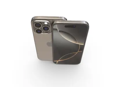 iPhone 16 in Natural Titanium 3D model
