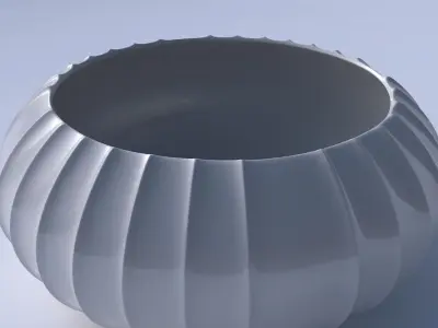 Bowl spheric squeezed wide with extruded vertical lines 3D print model