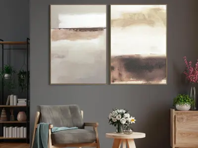 Plaster Two Photo Frame 68 Low-poly 3D model