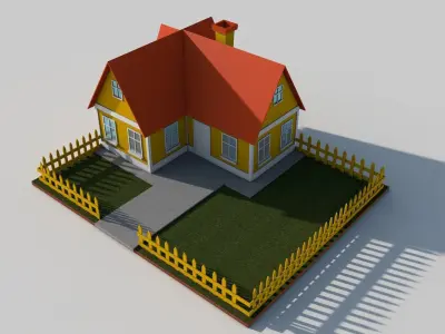 Cartoon House Low-poly 3D model