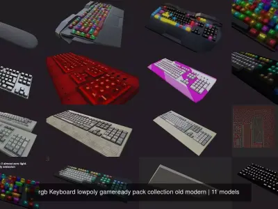 rgb Keyboard lowpoly gameready pack collection old modern