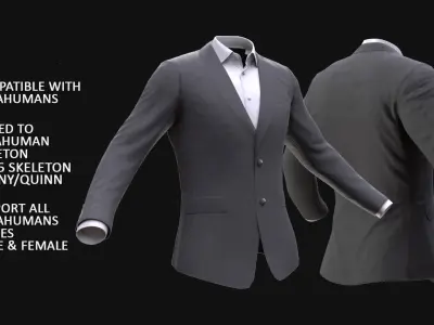 Business Jacket 34 - All MH Bodies - UE5 Skeletons - Rigged Low-poly 3D model