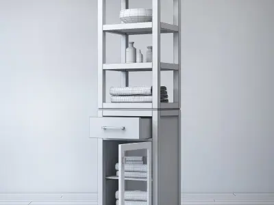 RH Hutton open shelf bath cabinet 3D model