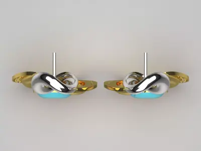Two Tone Turquoise Dangle STL 3D 3DM Earrings model je0066 3D print model