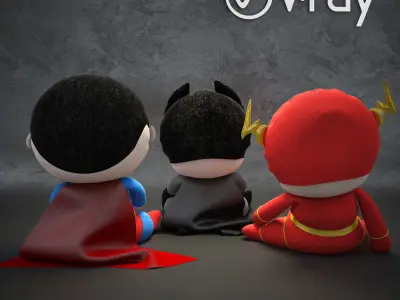 Models of soft toys superheroes of the universe DC 3D model