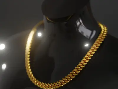 Cuban link chain silver and gold Low-poly 3D model