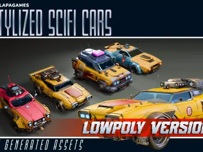 Stylized Sci-Fi Cars Low-poly 3D model