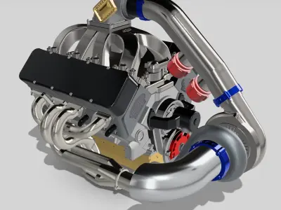 SBC Single Turbo Higgins Race Motor Small Block Chev 3D print model