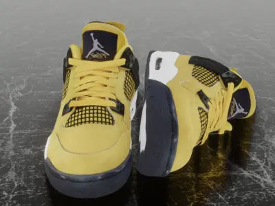 NIKE AIR JORDAN 4 RETRO LIGHTNING 3D SHOES Low-poly 3D model