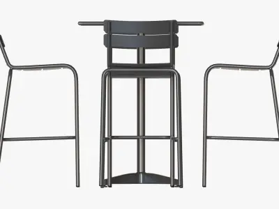 Bar Height Outdoor Table and Barstools 3D model