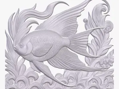 AngelFish 5 basrelief for 3D printing 3D print model