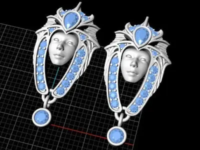 Earrings Head Girl 3D print model