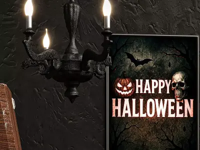 Decorative Halloween Set with Wednesday s Thing 3D model