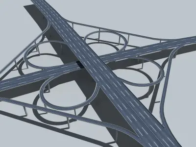 Highway Viaduct flyover  Low-poly 3D model