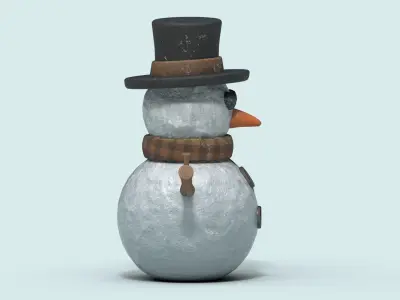 Simple Stylized Lowpoly Snowman Low-poly 3D model
