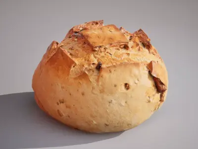 Wheat bread with nuts Game ready model 7K triangles 4K PBR Low-poly 3D model