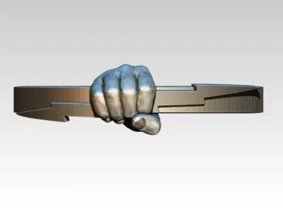 Fury Lightning Strike Hand Punch Fist Jewel Ring 3D print model