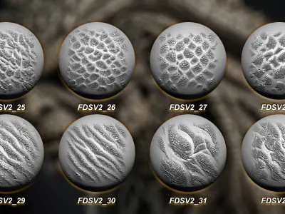 50 Reptile Creature and Dragon skin Vol 2 Alpha and Brush 3D model