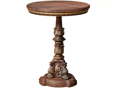 Wooden Rustic Side Gilded Classic Coffee Table 3D model