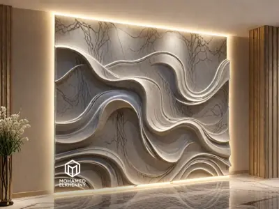 modern panel wall decor set wall relief mural CNC 74 3D model