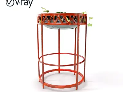 Decorative Plant Stand with Metal Frame Model Pack Low-poly 3D model
