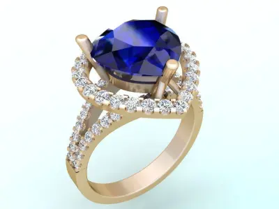 Gemstone rings - Teardrop stone ring - Diamond rings 3D print model