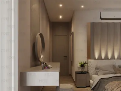 Cozy Master Bedroom with bathroom  interior scene 3D model 03 3D model