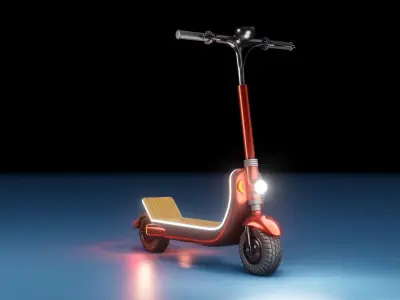 Red retro modern electric scooter 3D model