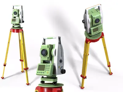 Total Station Survey Instrument Low-poly 3D model