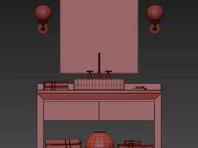 RH RECLAIMED RUSSIAN OAK SINGLE EXTRA-WIDE WASHSTAND 3D model