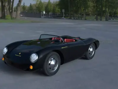 Porsche 550 Spyder black HDRI 3D model