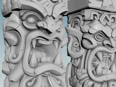 Stylized Tiki Totem Collection - 6 Unique 3D Printable Statues 3D print model
