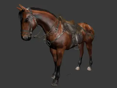 Medieval Horse Low-poly 3D model
