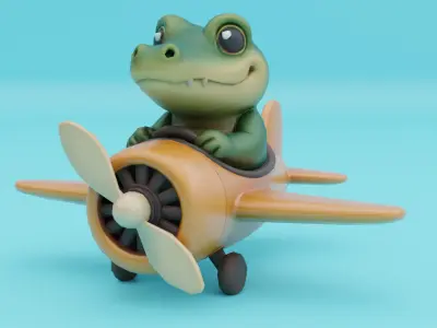 Baby Bombardino Crocodilo Italian brainrot Low Poly Character Low-poly 3D model