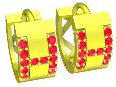 Luxury Letter H Hoop Earrings for Women 3D Model 6104 3D print model