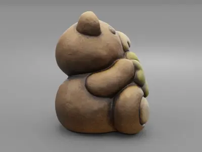 Ceramic Teddy bear quadrifoglio Low-poly 3D model