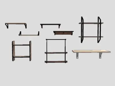 Wall Shelf Pack Low-poly 3D model