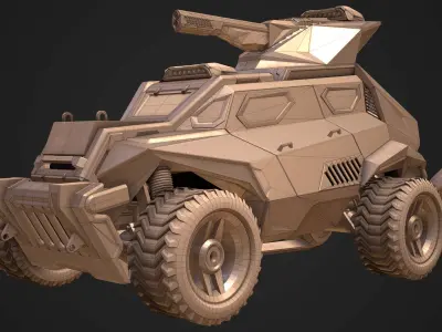 Sci-FI Armored Military Vehicle PBR Low-poly 3D model