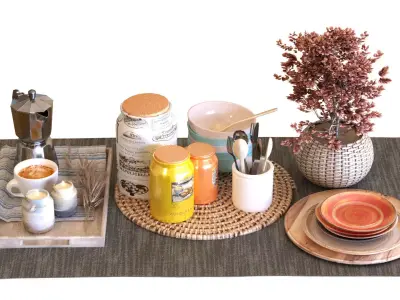 table decoration set 007 Low-poly 3D model