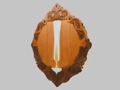 Highly Polished Wooden Carving Low-poly 3D model