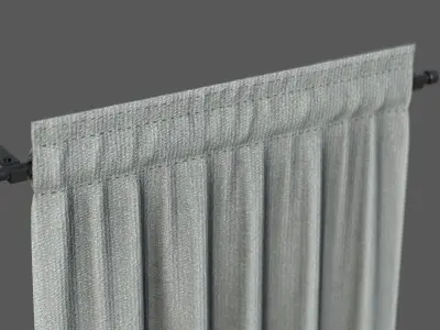 Curtain with Rod Low-poly 3D model