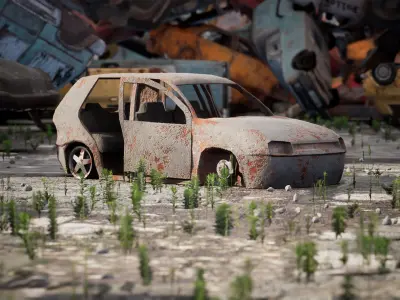 Junkyard 14 Assets Low-poly 3D model
