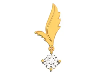  elegant leaf pendant with diamond stone 3D print model